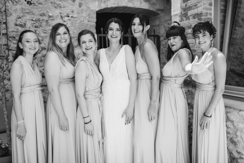 Bride with bridesmaids